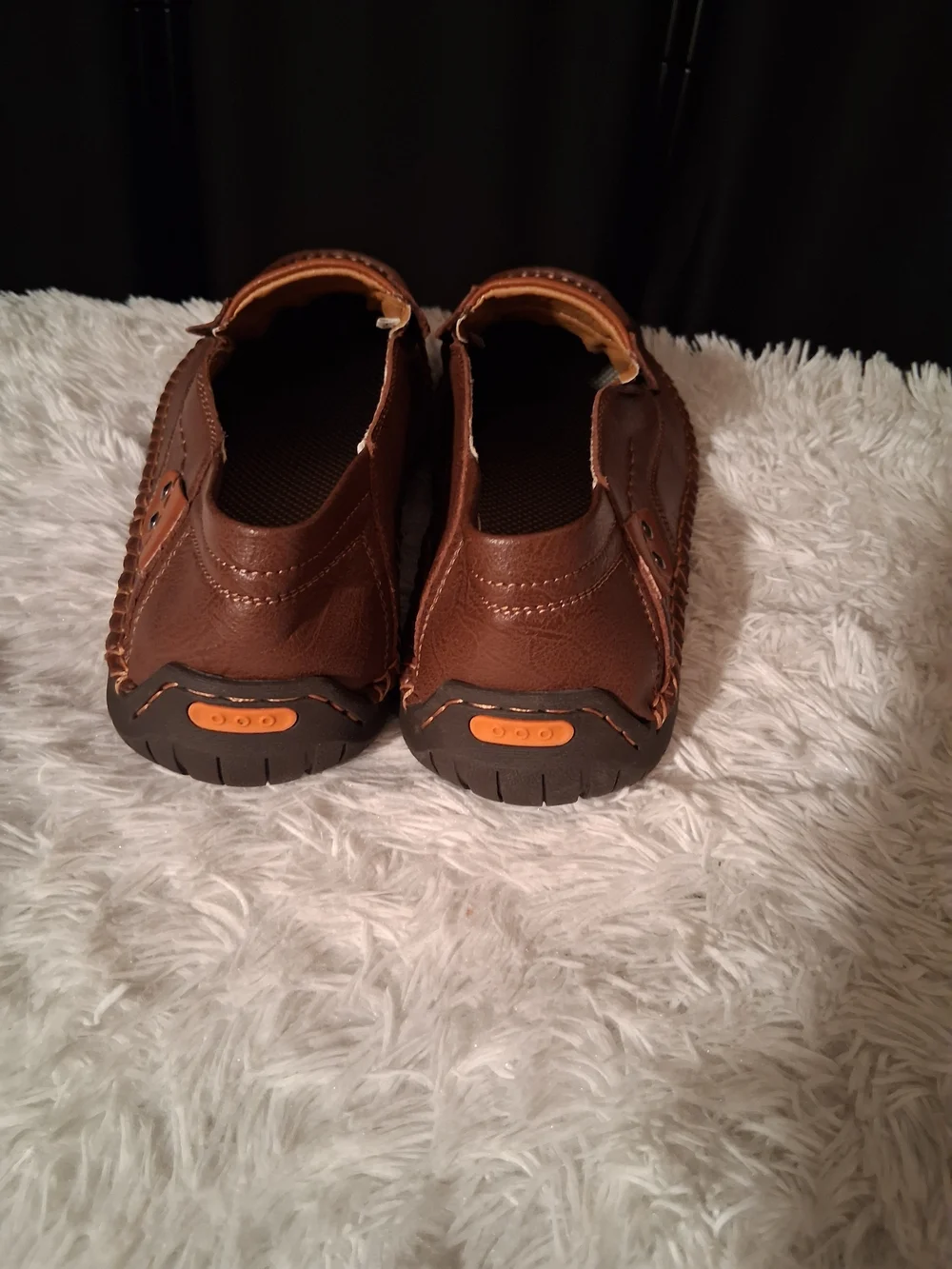 100% CAOUTCHOUC Men's Casual Brown Slip-On Leather Loafers